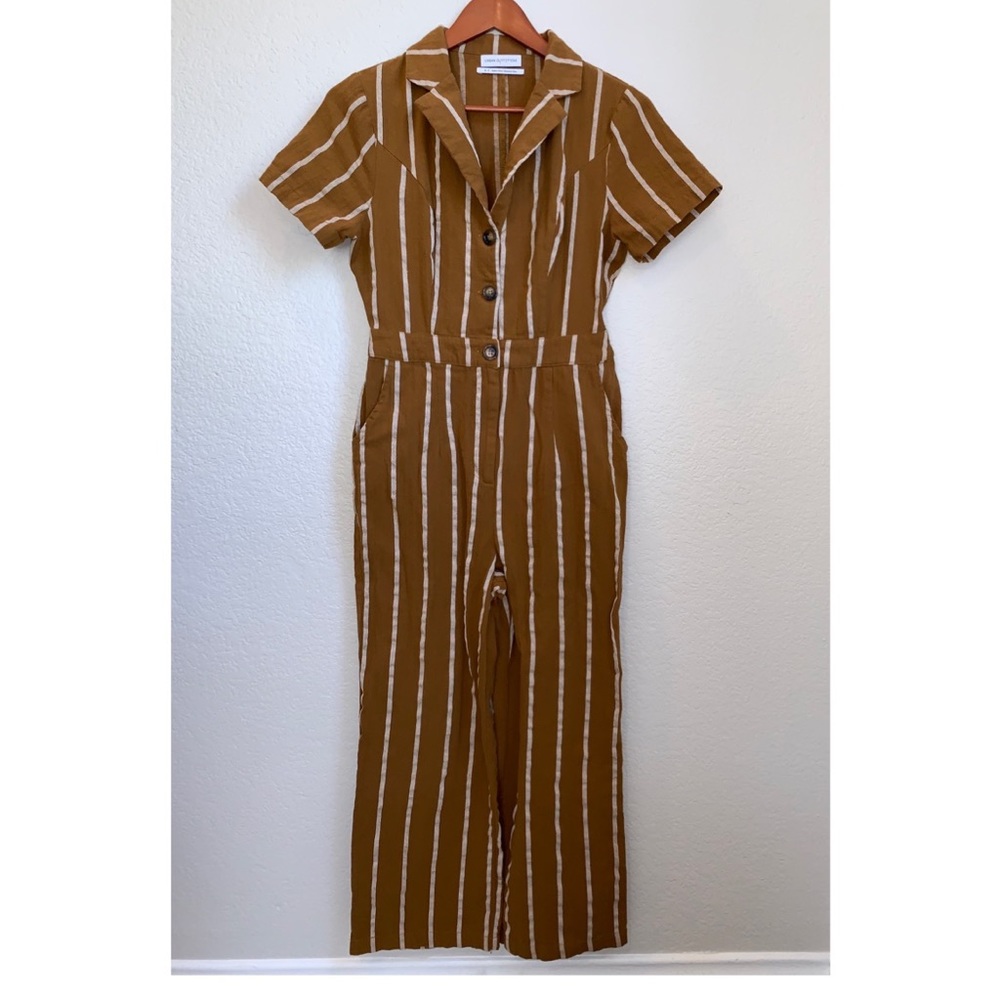 Urban Outfitters Brown Striped Jumpsuit